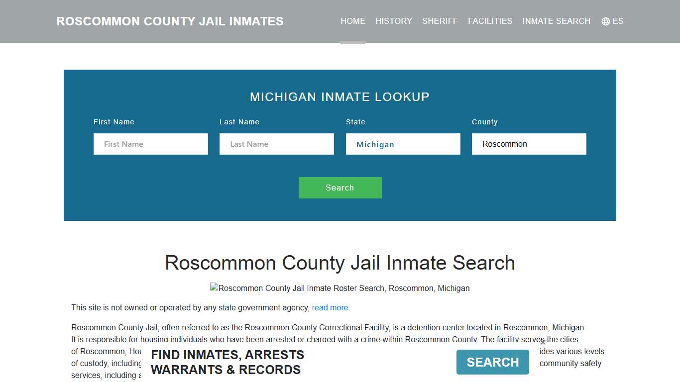 Roscommon County Jail Inmate Roster Lookup, Roscommon, MI